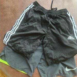 Nike and Adidas Men's Black Shorts Size M Set of 2